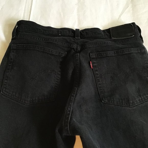 Levi's Black Icon Wedgie Raw Edge Hem Distressed Button Fly Jeans - Picture 4 of 15